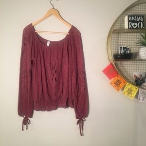 Free people flower cut out blouse